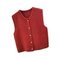 thumbnail image 3 of Esquirla Knit Cardigan Vest for Women Button Knitted Vest for Commuting Home Shopping Red, 3 of 8