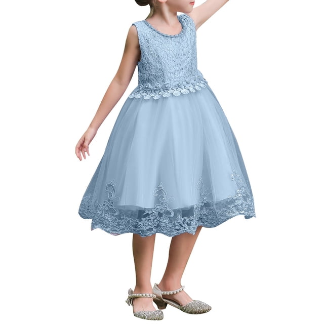 Robes de Fille Formelles Sans Manches Robe de Bal pour Tout-Petits Robe en Tulle Robes de Princesse pour Filles 9-10 Ans