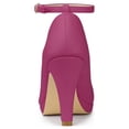 thumbnail image 2 of BLISSFUL STEP Chaussures pour Femmes Bout Rond Talon Aiguille Bride à la Cheville Escarpins Rose Vif 8, 2 of 7