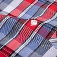 thumbnail image 2 of Bienzoe Boy's Cotton Plaid Button Down Short Sleeve Shirt Red/Blue 7/8, 2 of 6