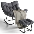 thumbnail image 1 of Eastvita Outdoor Black Rattan Egg-Shaped Rocking Chair with Footstool, 1 of 3