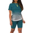 thumbnail image 1 of Innerwin Sweatsuits Solid Color Women Jogger Set Running Short Sleeve Loose Two Piece Outfit Blackish Green 3XL, 1 of 5