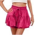 thumbnail image 1 of Yuyuzo Shorts for Women Drawstring Waisted Double Layered Ruffle Shorts Casual Flowy Summer Beach Shorts, 1 of 7
