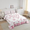 thumbnail image 3 of Erosebridal Initial V Letter Bedding Toddler Comforter Set, Pink Heart Bow-tie Down Comforter, Geometry Decor, Reversible 2pcs, 3 of 8