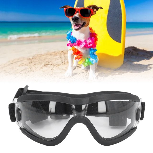 Dog Goggles, Dog Sunglasses UV Proof Explosion Resistant Comfortable Adjustable Lens Strap for Cycling Red Lens,Grey Lens,Transparent Lens,Silver Lens
