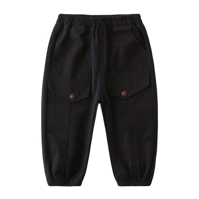 WEIYLL Boys Pants Comfortable School Basic Solid Color Workwear Style Long Children Black Fall Trousers size 2-3 Years