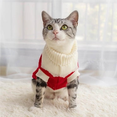 Cute Pet Cat Sweater Winter Warm Cat Clothes for Clothes Portable Decorative Pets Pullover Knitted Shirt Kitten Clothes Cat Costume Suit Type 2
