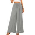 thumbnail image 4 of GZWYHT Wide Leg Pants,Palazzo Pants,Women's Wide Leg Pants Flowy Ruffle Solid Color Drawstring Waist Pants,Flowy Pants,High Waisted Pants,Sweatpants Women,Gray 1,L, 4 of 4