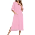 thumbnail image 1 of yievot Robe de Maison pour Femmes Longue à Fermeture Éclair devant Peignoirs Chemises de Nuit avec Poches Tenue d'Intérieur, 1 of 5