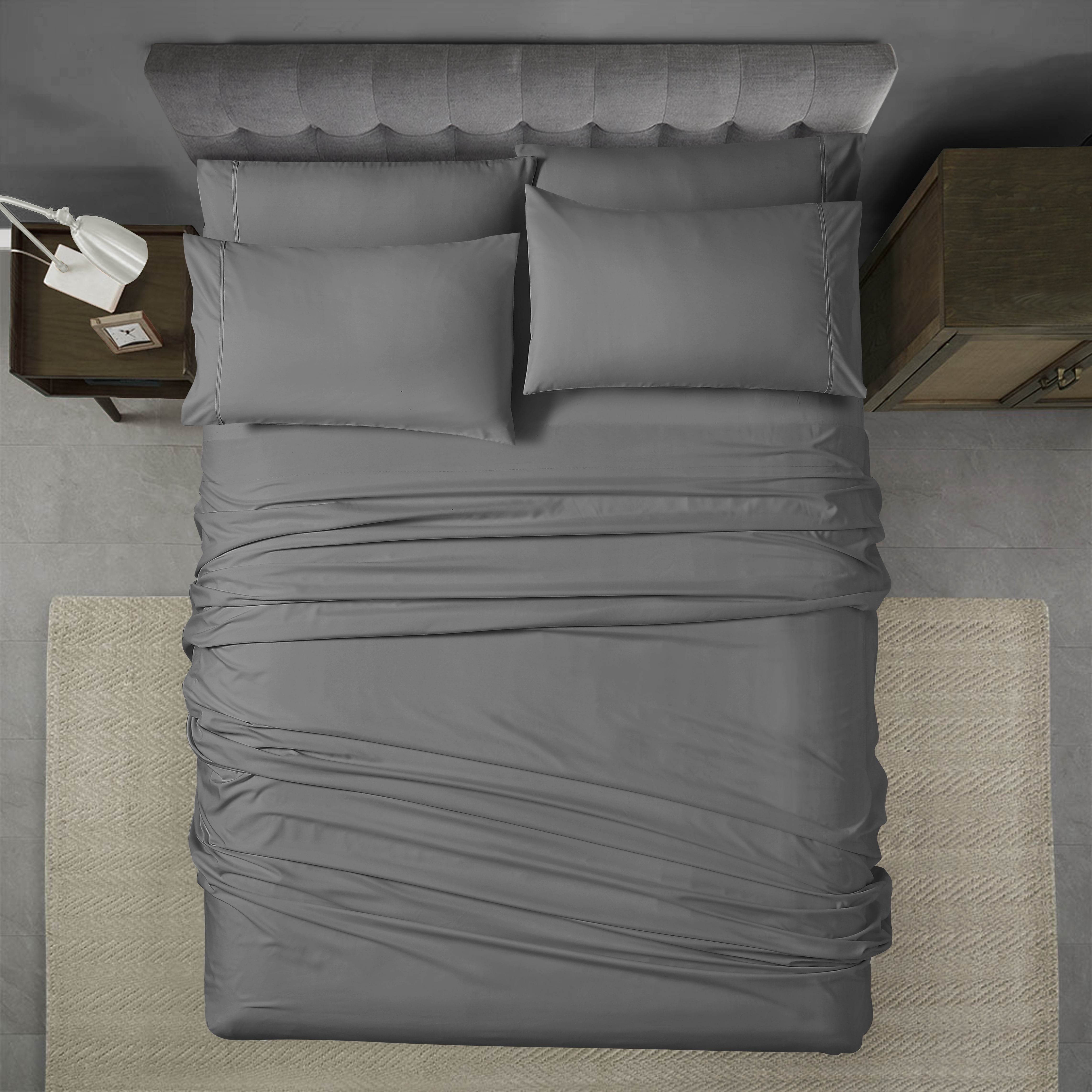 Swift Home Luxury 6-Piece Sheet Set with Extra Pillow Case, Double, Gray