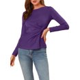 thumbnail image 1 of INSPIRE CHIC Women's Round Neck Front Twist Long Sleeve Blouse Tops, 1 of 5