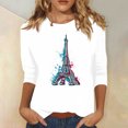 thumbnail image 2 of Pompotops T-shirt Ample Imprimé pour Femme Blouse à Manches 3/4 Col Rond Hauts Décontractés Liquidation, 2 of 4