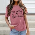 thumbnail image 2 of WEIYLL Womens Tshirt Short Sleeve Letter Print Red Blouse Sizes L, 2 of 4