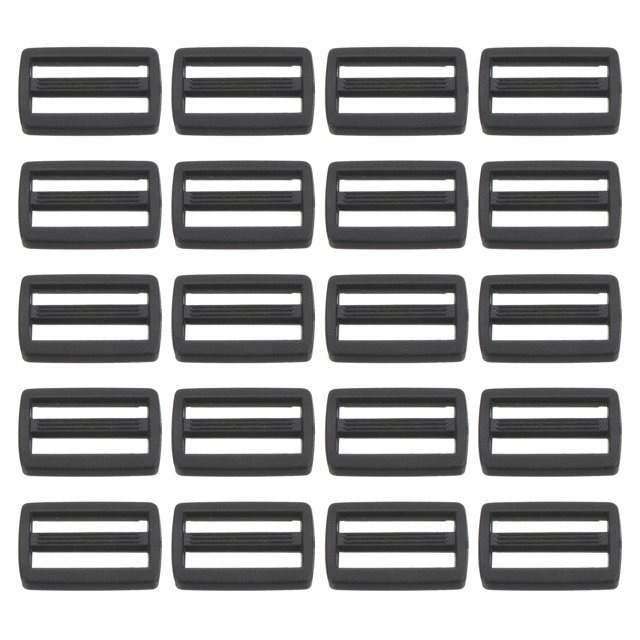 Unique Bargains Black Tri-Glide Slide Buckles Webbing Strap Fastener (100 Pack)