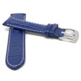 thumbnail image 2 of 24mm Mens' Alligator Style Leather Watch Strap Band, White Stitching, Stainless Steel Buckle, 2 of 7