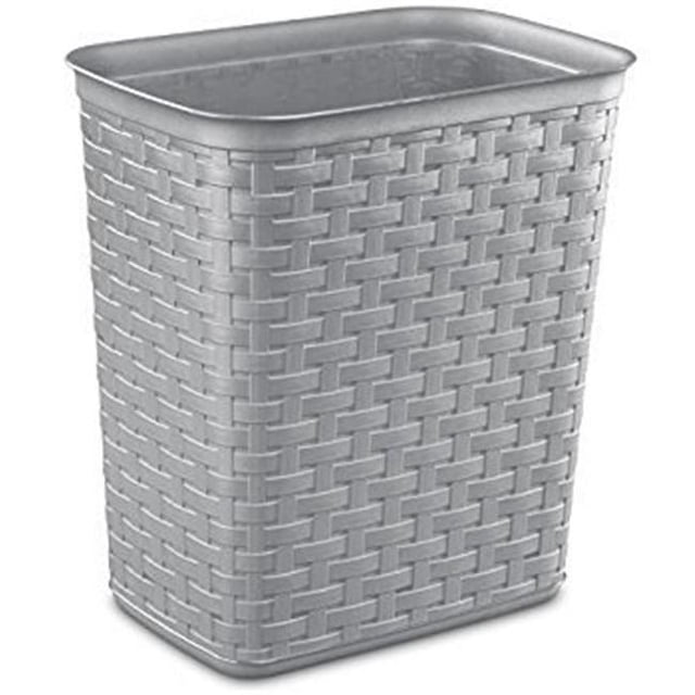 Sterilite Corbeille à déchets à motif tressé de 12.9 L, poubelle décorative au profil épuré et au format peu encombrant