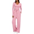 thumbnail image 2 of Soki Women's 2 Piece Sets Fall Outfits Long Sleeve Wide Leg Tracksuits Casual Lounge Set Matching Sets, 2 of 8