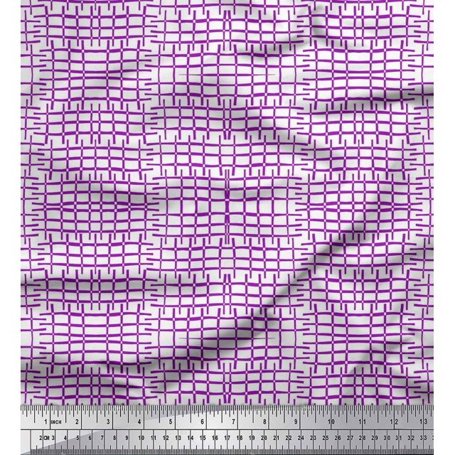 Soimoi Cotton Voile Fabric Check & Geometric Print Fabric by Yard 56 Inch Wide