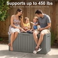 thumbnail image 2 of Coffre de Terrasse Extérieur de 80 Gal, Banc de Rangement pour Patio avec Couvercle Verrouillable et Poignées Latérales pour Mobilier de Patio Extérieur, Brun, 2 of 8
