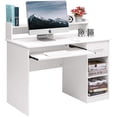thumbnail image 1 of Ktaxon Computer Desk Home Office Workstation Laptop Table Drawer Shelf Furniture White, 1 of 9