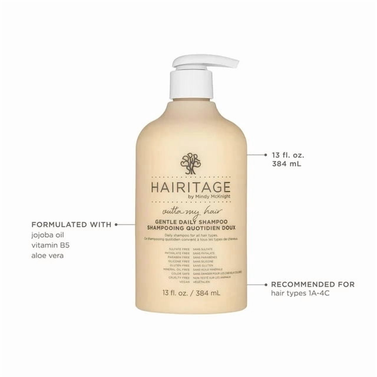Hairitage Outta My Hair Gentle Daily Moisturizing Shampoo with Jojoba Oil & Aloe Vera 5, 384ml