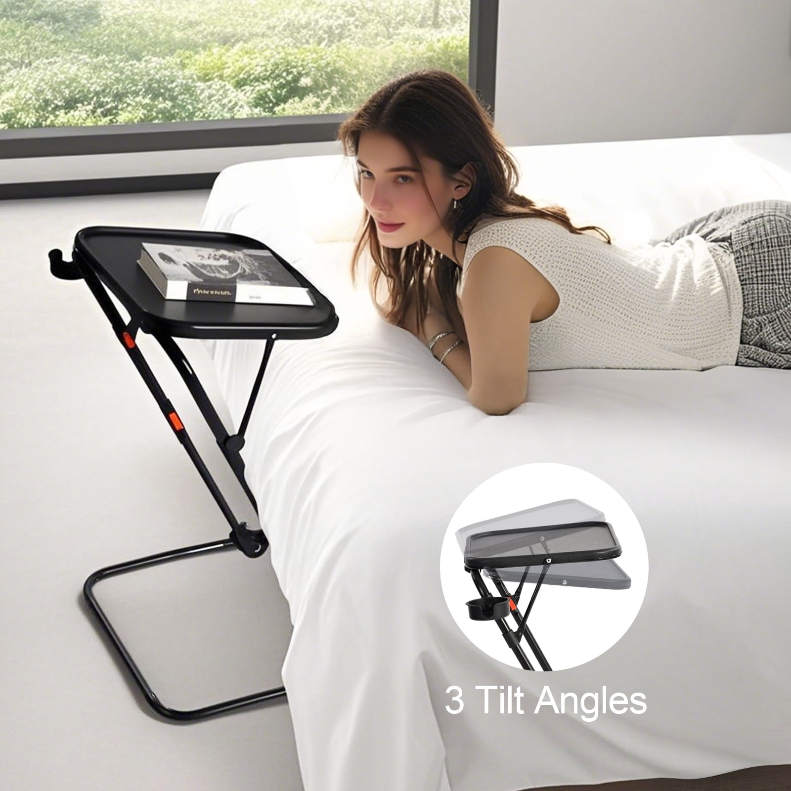 Ensemble de chambre moderne Homy Casa : Cadre de lit Queen avec tablette latérale rabattable