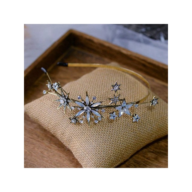 Baroque Style Star Shaped Vintage Luxurious Sweet Bridal Headband Crown