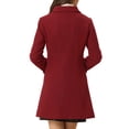 thumbnail image 3 of INSPIRE CHIC Manteau Long d'Hiver pour Femme à Col Peter Pan, à Simple Boutonnage, Rouge Uni G, 3 of 5