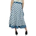 thumbnail image 2 of Phagun Robe Indienne Réversible Ikat Imprimée Coton Bleu Boho Chic Jupe Portefeuille, 2 of 6