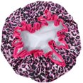 thumbnail image 2 of ORUYROP Allyrew Bouchons de Douche Imperméables Réutilisables pour Femmes pour Cheveux Longs, Léopard Rose, 2 of 4