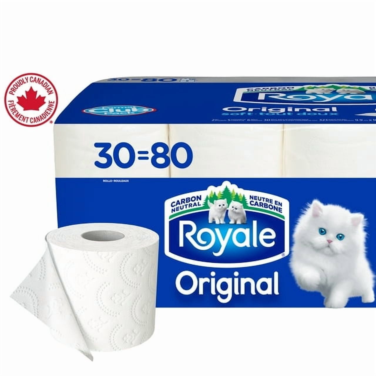 Royale Original, 2 Ply Toilet Paper, 30 Equal 80 Bathroom Tissue Rolls, 323 Toilet Paper Sheets per Roll