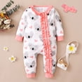 thumbnail image 1 of PatPat Baby Girls Bodysuits Outfits, Infant Clothes 2pcs All Over Cartoon Koala Print White Long-sleeve Ruffle Snap-up Baby Jumpsuit Set, 1 of 6