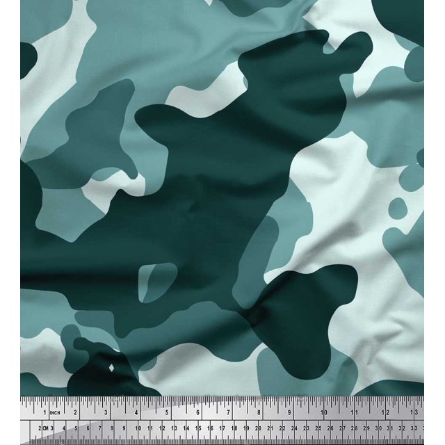 Soimoi polyester Crepe Fabric Two Tone With White Camouflage Print Fabric by the Yard 52 Inch Wide