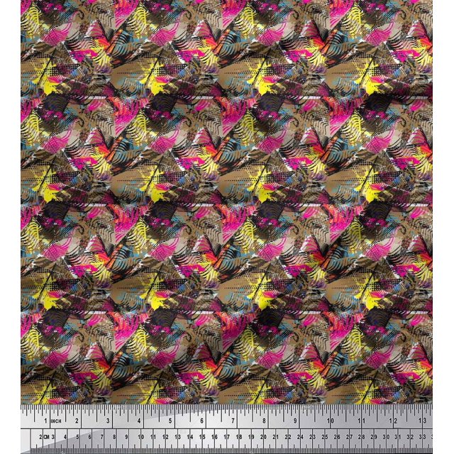 Soimoi Velvet Fabric Animal Skin Abstract Print Fabric by the Yard 58 Inch Wide