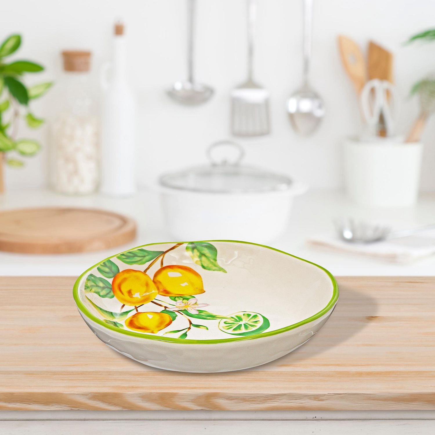 IH Casa Decor Ceramic Lemon Round Plate 8.35" - Ensemble De 2