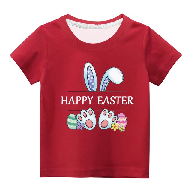 Chemises pour Filles Tout-Petits Enfants Garçons Filles Imprimé Ufs de Pâques Col Rond Manches Courtes