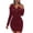 Wine, variant on cfhntfmh Bodycon Dresses for Women Trendy V Neck Zipped Cold Shoulder Ribbed Party Dress Slim Long Sleeve Cocktail Mini Dress