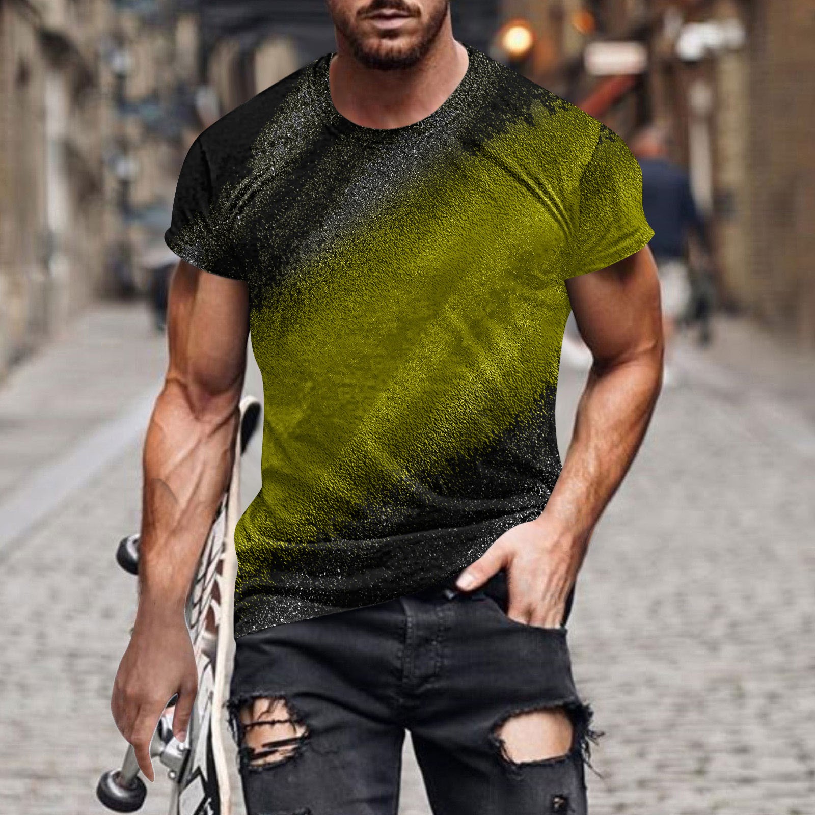 Aqestyerly T-Shirt Décontracté pour Homme à Manches Courtes, Col Rond, Haut Imprimé, Mode Été, Chemise pour Usage Quotidien HWRETIE
