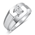 thumbnail image 3 of RYLOS Men's Rings 14K White Gold Ring Classic Solitaire 7X5MM Oval Shape Gemstone Designer Band White Topaz April Birthstone Rings For Men Size 11, 3 of 7