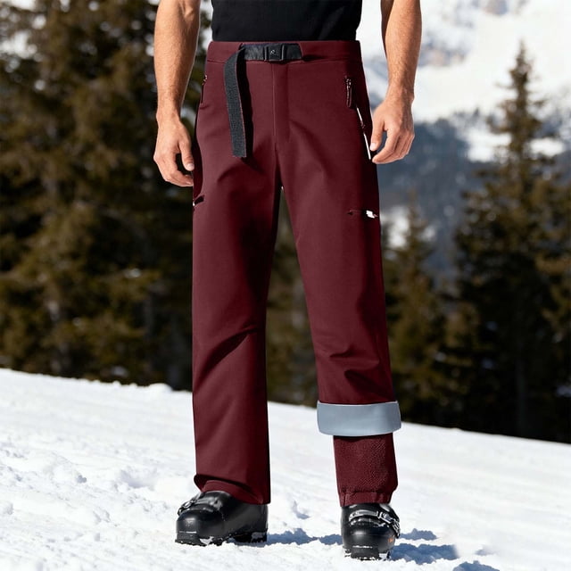 Cameland Unisexe Décontracté à la Mode Uni Patchwork Fermeture Éclair Multiples Poches Pantalon de Ski