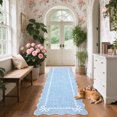 thumbnail image 2 of GlowSol 2'x6' Scalloped Bow Border Area Rug, Modern Solid Washable Rug with Non Slip TPR Backing, Stain Resistant Low Pile Indoor Carpet Mat for Bedroom Hallway Nursery Decor, Blue, 2 of 8