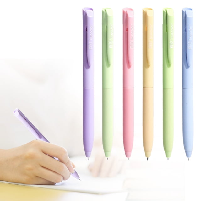 Meiiso Colored Gel Pen Macaron Pencil Curler, Colored Gel Pens for Note Taking 6Pcs Gel Pens Colored Ink & No Smear Retractable