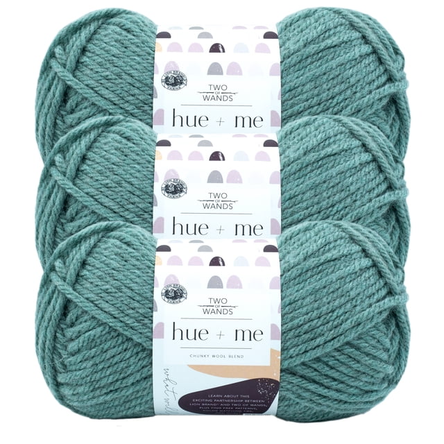 Lion Brand Yarn Hue + Me Agave #5 Bulky, Acrylic/Wool 4.4 oz/150 g, 142 yds/125 m, 3-Pack