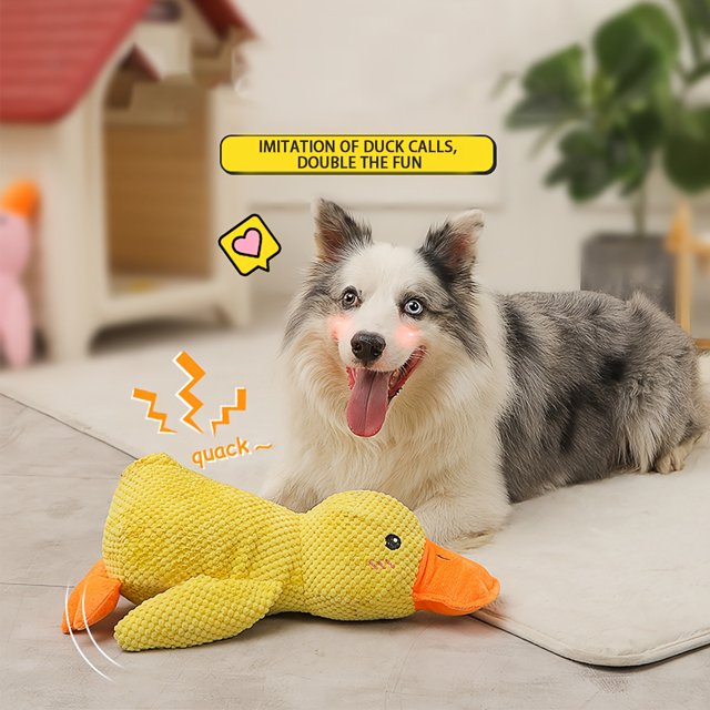 1pc Large Duck Design Pet Grinding Teeth Squeaky Plush Toy, Durable Chew Toy For