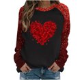 thumbnail image 1 of Penkiiy T-Shirts de la Saint-Valentin pour Femmes Col Rond Manches Longues Décontracté Cœur T-Shirt 3TG Rouge, 1 of 4