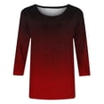 thumbnail image 5 of Cinvoph T-Shirts d'Été Imprimés pour Femmes Manches 3/4 Col Rond Dégradé Hauts Chandail Ample Blouses de Vacances, 5 of 5