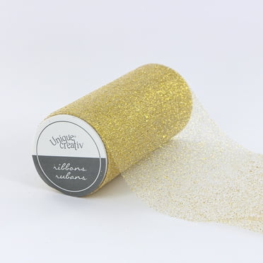 UNIQUE CREATIV Gold Tulle Ribbon 152 mm (5.98 in) × 13.71 m (6 in × 15 yd), 14 m (15 yd)