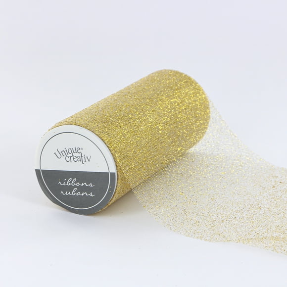 UNIQUE CREATIV Gold Tulle Ribbon 152 mm (5.98 in) × 13.71 m (6 in × 15 yd), 14 m (15 yd)