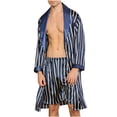 thumbnail image 4 of Birdeem Men Solid Casual Long Sleeves Lace-Up Check Home Pocket Long Pajama Robe Shorts, 4 of 10