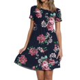 thumbnail image 3 of SMihono Robe d'Été Grande Taille pour Femmes 2023 Mode Décontractée Col Rond Couleur Unie Imprimée Manches Courtes, 3 of 6
